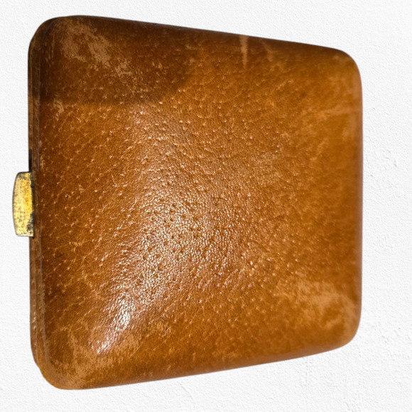 50s Vintage Hampden Travel Alarm Clock Wind-Up Mid-Century Leather Folding Case - Picture 5 of 6